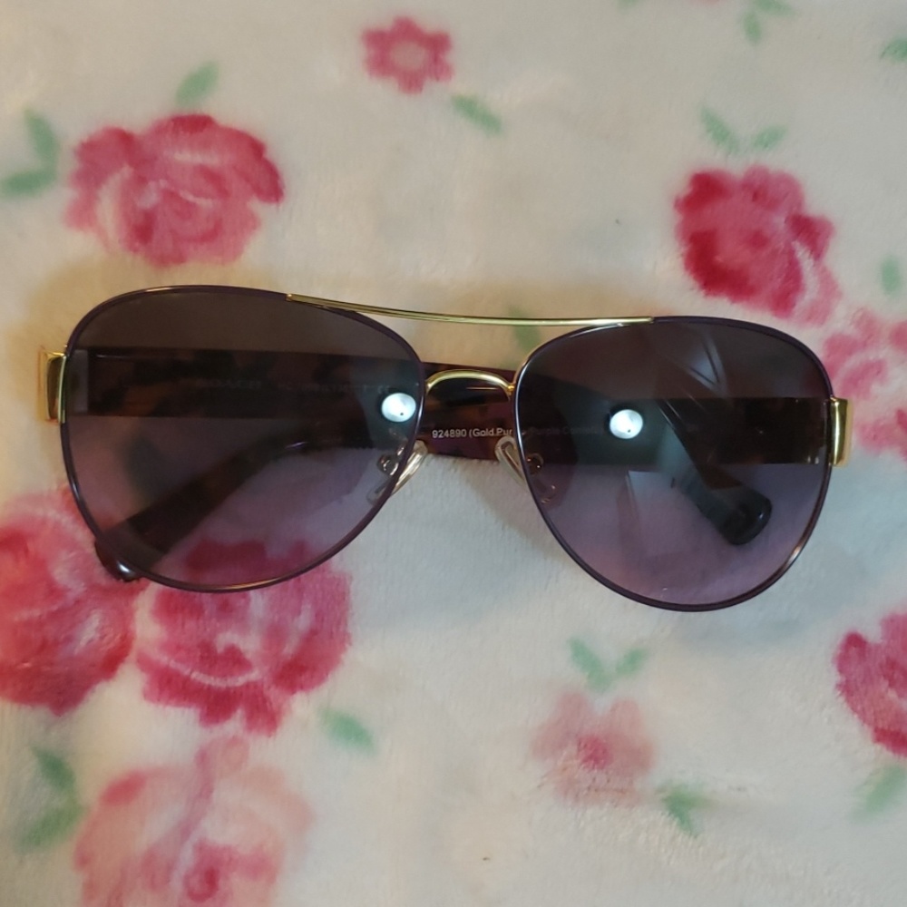 Coach Gold Purple Confetti pilot sunglasses